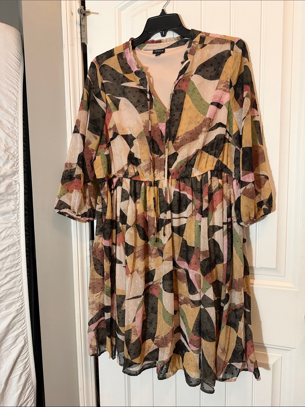 torrid Multicolor Abstract Midi Dress with Earth Tones